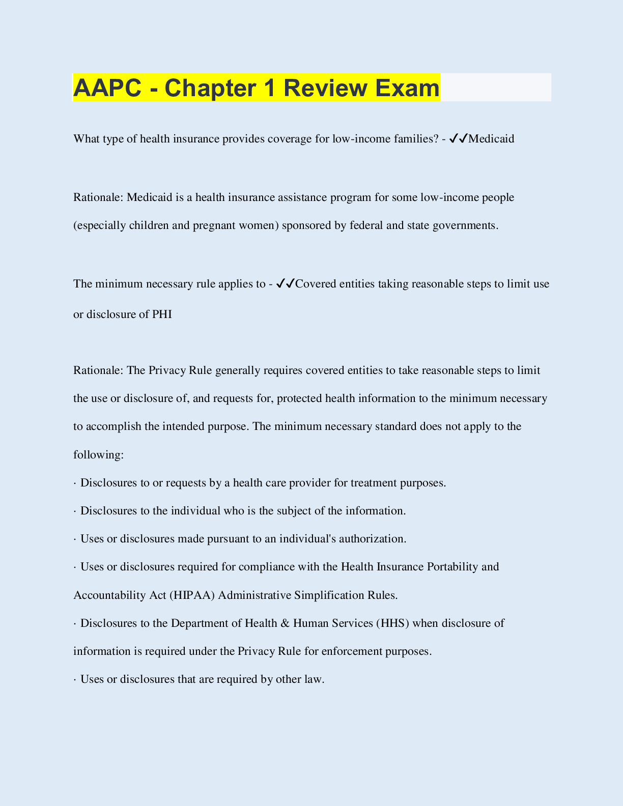 Preview image of AAPC - Chapter 1 Review Exam document